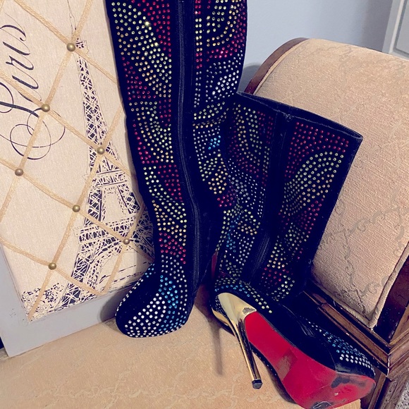 Other - Knee high multicolor red bottom boots